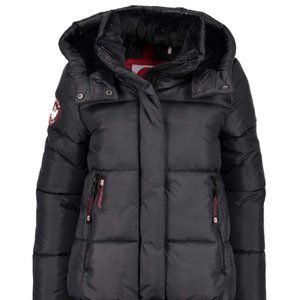 CANADA WEATHER GEAR | Black Puffer Jacket with Detachable-Hood (Size: 2XL)